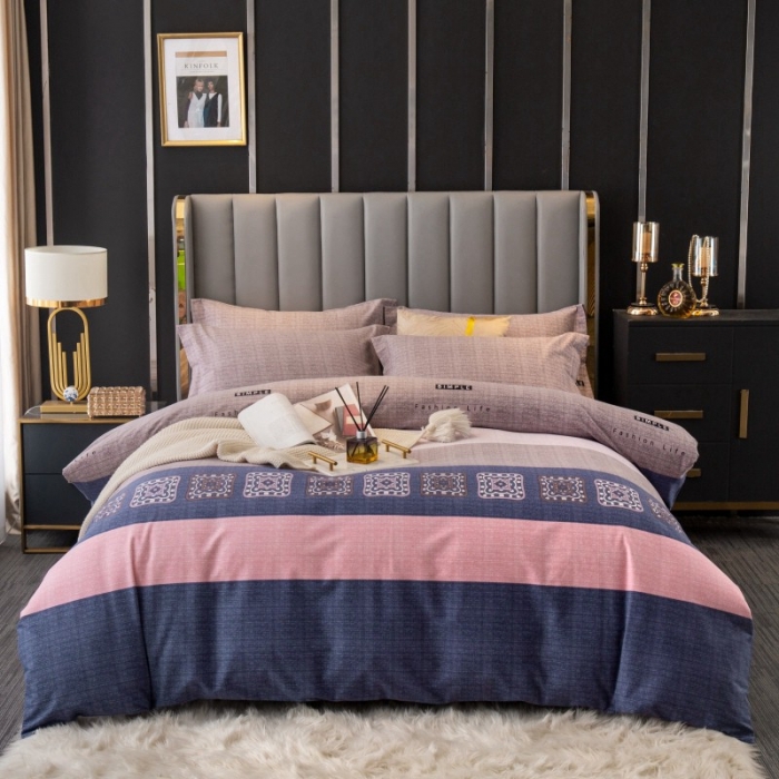 91家纺网 家纺一手货源 找家纺 晶缦家纺 2023新款风尚系全棉生态磨毛多规格四件套 温情时光-粉