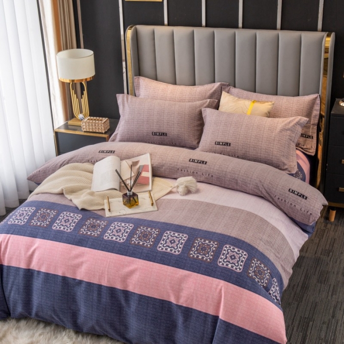 91家纺网 家纺一手货源 找家纺 晶缦家纺 2023新款风尚系全棉生态磨毛多规格四件套 温情时光-粉