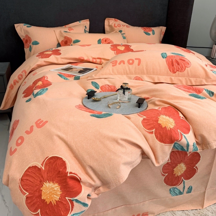 91家纺网 家纺一手货源 找家纺 晶缦家纺 2023新款风尚系全棉生态磨毛多规格四件套 一念花开