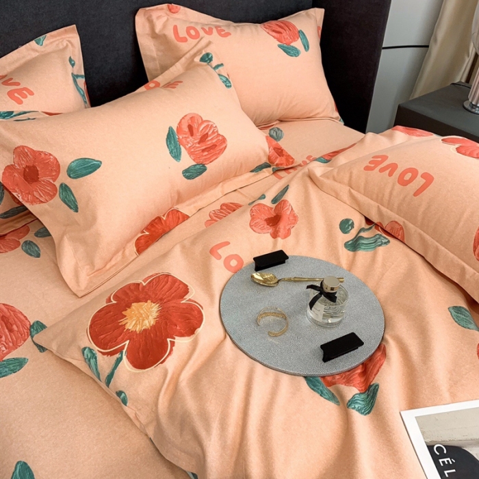 91家纺网 家纺一手货源 找家纺 晶缦家纺 2023新款风尚系全棉生态磨毛多规格四件套 一念花开