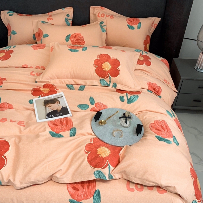 91家纺网 家纺一手货源 找家纺 晶缦家纺 2023新款风尚系全棉生态磨毛多规格四件套 一念花开