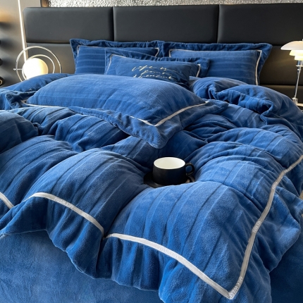 91家纺网 家纺一手货源 找家纺 (总) 首尔 2023新款牛奶绒雕花四件套-艾拉系列风格一