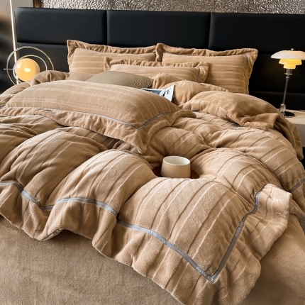 91家纺网 家纺一手货源 找家纺 (总) 首尔 2023新款牛奶绒雕花四件套-艾拉系列风格一