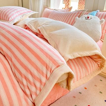 91家纺网 家纺一手货源 找家纺 （总）宜代光年 2025新款大包边着色雕花暖阳绒四件套