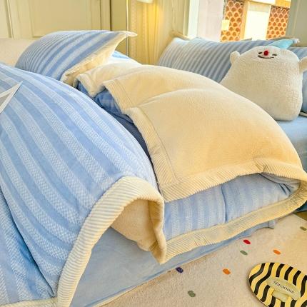 91家纺网 家纺一手货源 找家纺 （总）宜代光年 2025新款大包边着色雕花暖阳绒四件套