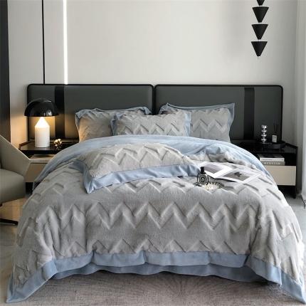 91家纺网 家纺一手货源 找家纺 （总）雪夫人 2023新款A类兔毛绒轻奢高端定制系列四件套