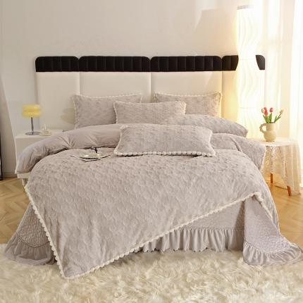 91家纺网 家纺一手货源 找家纺 （总）雪夫人 2023新款加厚兔兔绒床盖款四件套