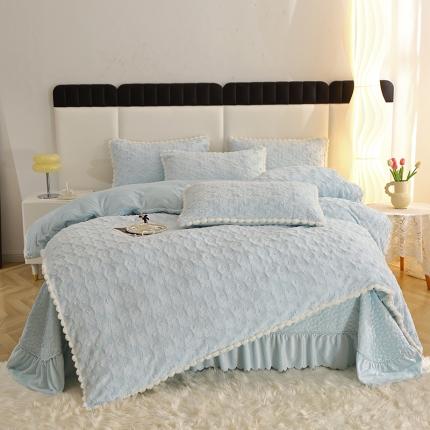 91家纺网 家纺一手货源 找家纺 （总）雪夫人 2023新款加厚兔兔绒床盖款四件套