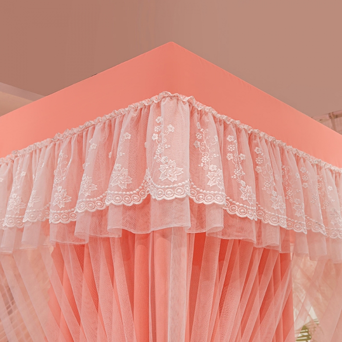 91家纺网 家纺一手货源 找家纺 艾晶美2023冬季保暖蚊帐双层床帘蚊帐四开门落地宫廷蚊帐4季款 芭蕾玉