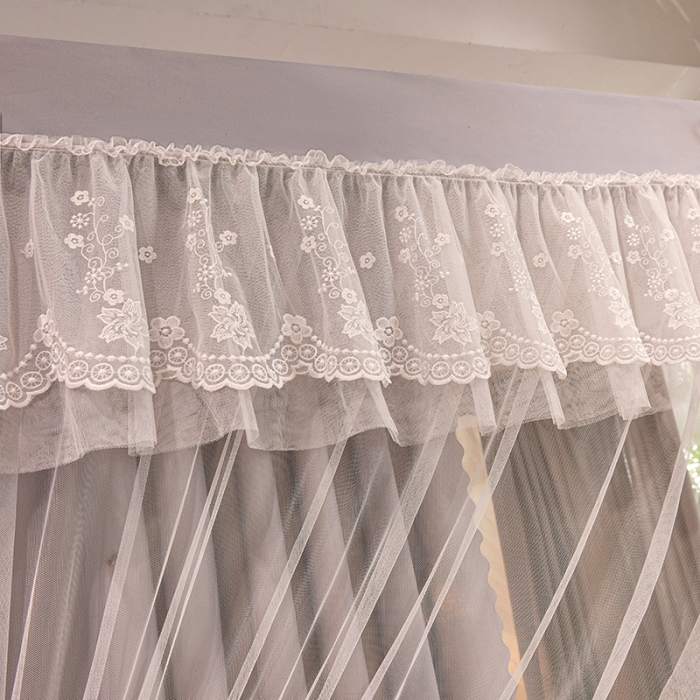 91家纺网 家纺一手货源 找家纺 艾晶美2023冬季保暖蚊帐双层床帘蚊帐四开门落地宫廷蚊帐4季款 星际灰