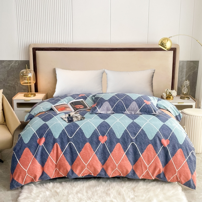 91家纺网 家纺一手货源 找家纺 晶缦家纺 2023新款风尚系全棉生态磨毛多规格单被套 彼岸