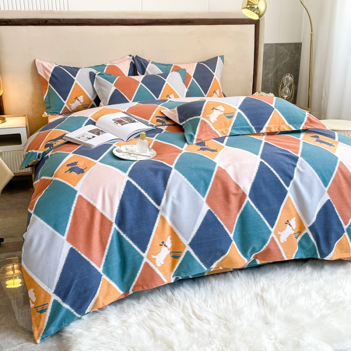 91家纺网 家纺一手货源 找家纺 晶缦家纺 2023新款风尚系全棉生态磨毛多规格单被套 欢乐狗