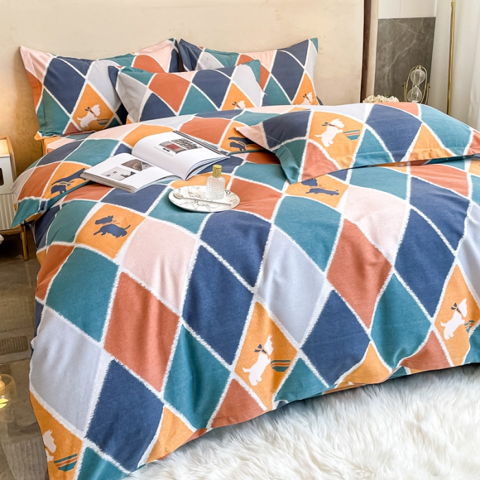 91家纺网 家纺一手货源 找家纺 晶缦家纺 2023新款风尚系全棉生态磨毛多规格单被套 欢乐狗