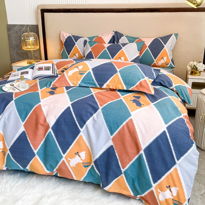 91家纺网 家纺一手货源 找家纺 晶缦家纺 2023新款风尚系全棉生态磨毛多规格单被套 欢乐狗