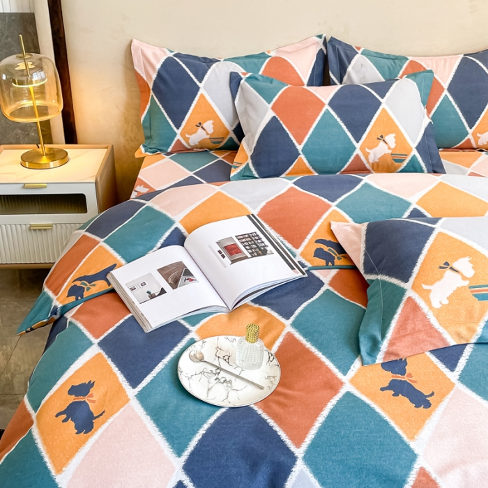 91家纺网 家纺一手货源 找家纺 晶缦家纺 2023新款风尚系全棉生态磨毛多规格单被套 欢乐狗