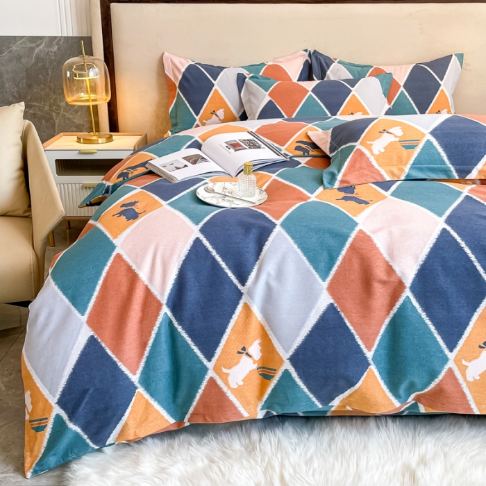 91家纺网 家纺一手货源 找家纺 晶缦家纺 2023新款风尚系全棉生态磨毛多规格单被套 欢乐狗