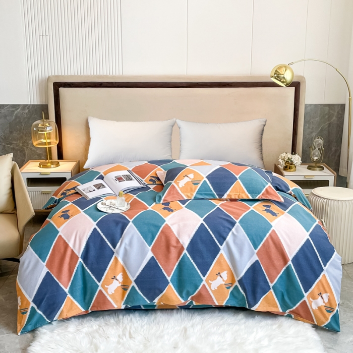 91家纺网 家纺一手货源 找家纺 晶缦家纺 2023新款风尚系全棉生态磨毛多规格单被套 欢乐狗