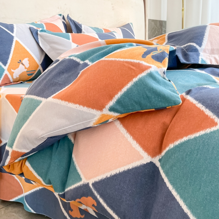 91家纺网 家纺一手货源 找家纺 晶缦家纺 2023新款风尚系全棉生态磨毛多规格单被套 欢乐狗