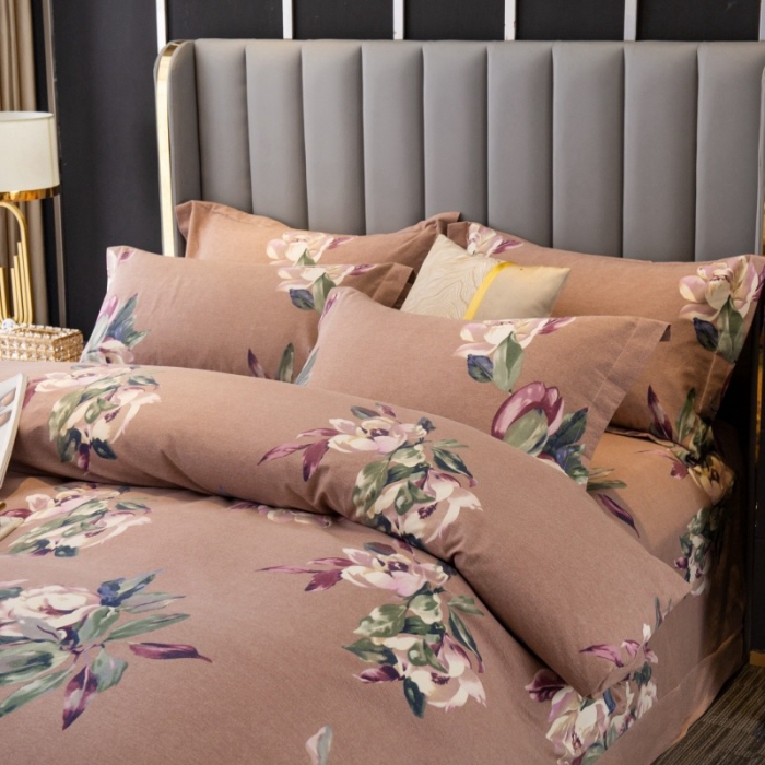 91家纺网 家纺一手货源 找家纺 晶缦家纺 2023新款风尚系全棉生态磨毛多规格单被套 浣溪沙-豆沙