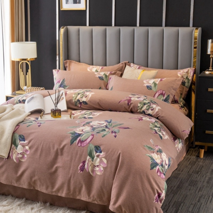 91家纺网 家纺一手货源 找家纺 晶缦家纺 2023新款风尚系全棉生态磨毛多规格单被套 浣溪沙-豆沙