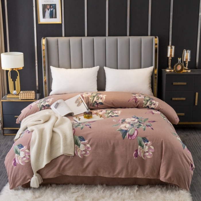 91家纺网 家纺一手货源 找家纺 晶缦家纺 2023新款风尚系全棉生态磨毛多规格单被套 浣溪沙-豆沙