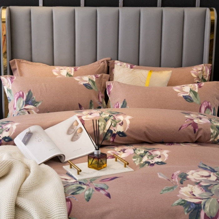 91家纺网 家纺一手货源 找家纺 晶缦家纺 2023新款风尚系全棉生态磨毛多规格单被套 浣溪沙-豆沙