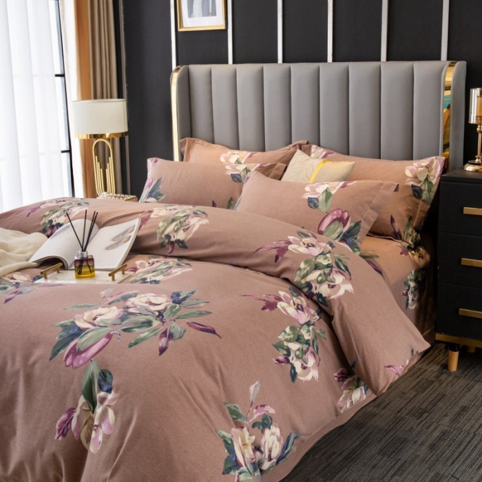 91家纺网 家纺一手货源 找家纺 晶缦家纺 2023新款风尚系全棉生态磨毛多规格单被套 浣溪沙-豆沙