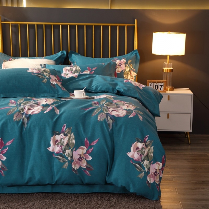 91家纺网 家纺一手货源 找家纺 晶缦家纺 2023新款风尚系全棉生态磨毛多规格单被套 浣溪沙-绿