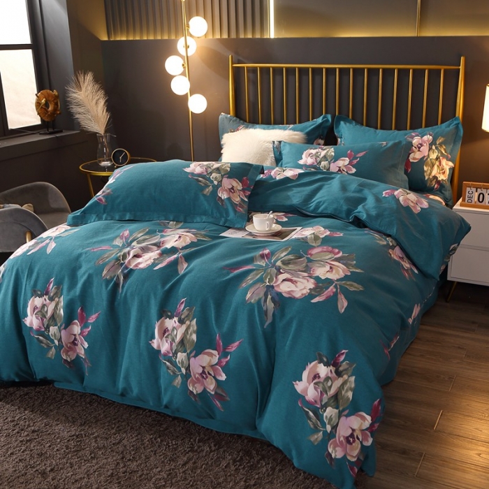 91家纺网 家纺一手货源 找家纺 晶缦家纺 2023新款风尚系全棉生态磨毛多规格单被套 浣溪沙-绿