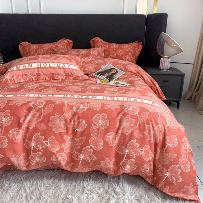 91家纺网 家纺一手货源 找家纺 晶缦家纺 2023新款风尚系全棉生态磨毛多规格单被套 林间晨曲红