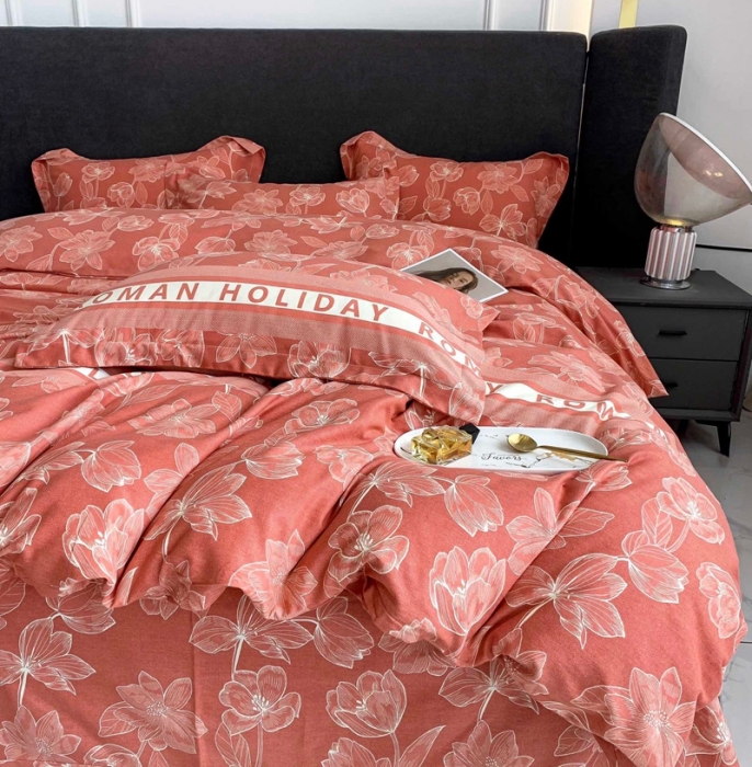 91家纺网 家纺一手货源 找家纺 晶缦家纺 2023新款风尚系全棉生态磨毛多规格单被套 林间晨曲红