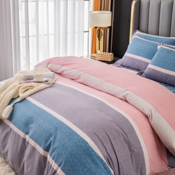 91家纺网 家纺一手货源 找家纺 晶缦家纺 2023新款风尚系全棉生态磨毛多规格单被套 梦庄园-粉