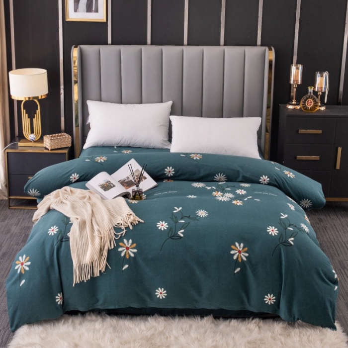 91家纺网 家纺一手货源 找家纺 晶缦家纺 2023新款风尚系全棉生态磨毛多规格单被套 浅浅苏更-绿