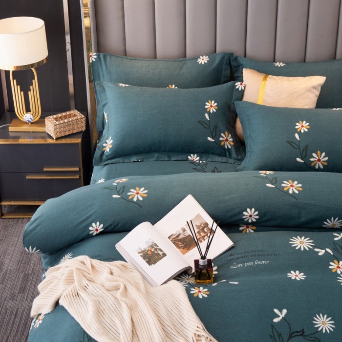 91家纺网 家纺一手货源 找家纺 晶缦家纺 2023新款风尚系全棉生态磨毛多规格单被套 浅浅苏更-绿