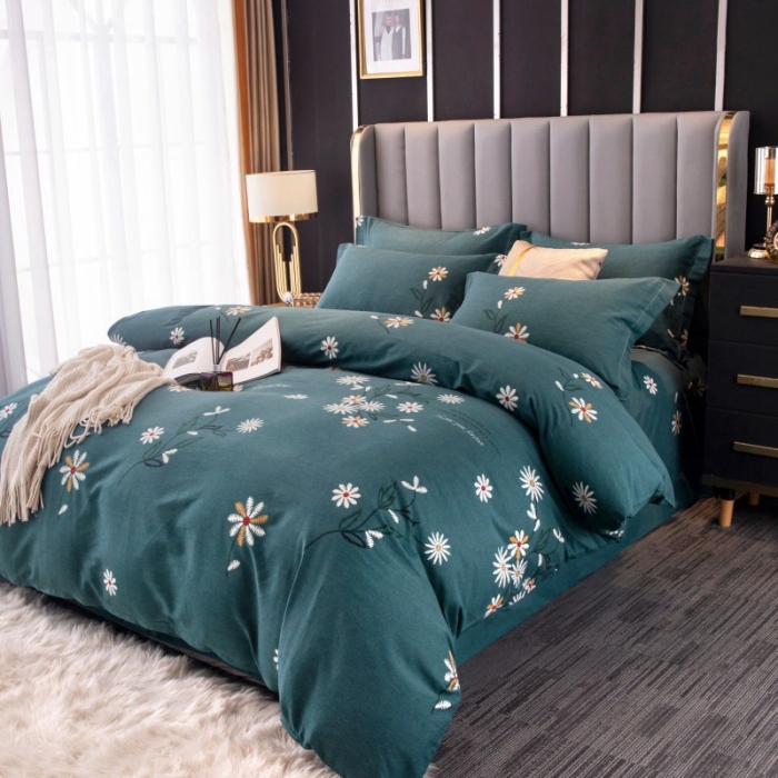 91家纺网 家纺一手货源 找家纺 晶缦家纺 2023新款风尚系全棉生态磨毛多规格单被套 浅浅苏更-绿