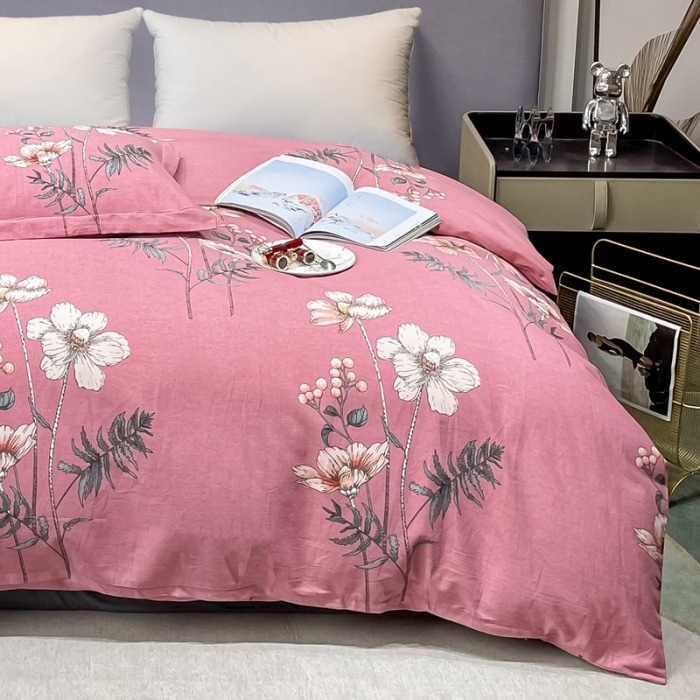 91家纺网 家纺一手货源 找家纺 晶缦家纺 2023新款风尚系全棉生态磨毛多规格单被套 听雨轩粉