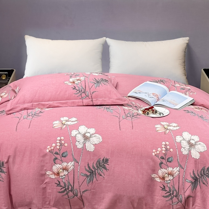 91家纺网 家纺一手货源 找家纺 晶缦家纺 2023新款风尚系全棉生态磨毛多规格单被套 听雨轩粉