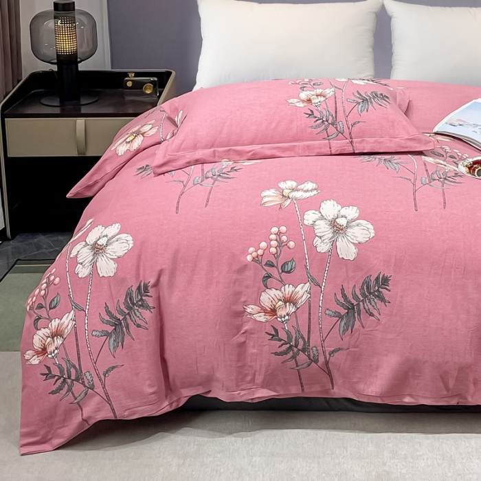 91家纺网 家纺一手货源 找家纺 晶缦家纺 2023新款风尚系全棉生态磨毛多规格单被套 听雨轩粉