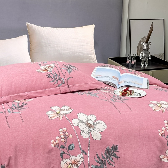 91家纺网 家纺一手货源 找家纺 晶缦家纺 2023新款风尚系全棉生态磨毛多规格单被套 听雨轩粉