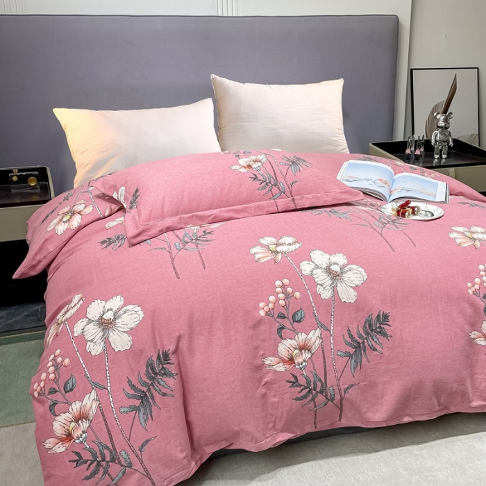 91家纺网 家纺一手货源 找家纺 晶缦家纺 2023新款风尚系全棉生态磨毛多规格单被套 听雨轩粉