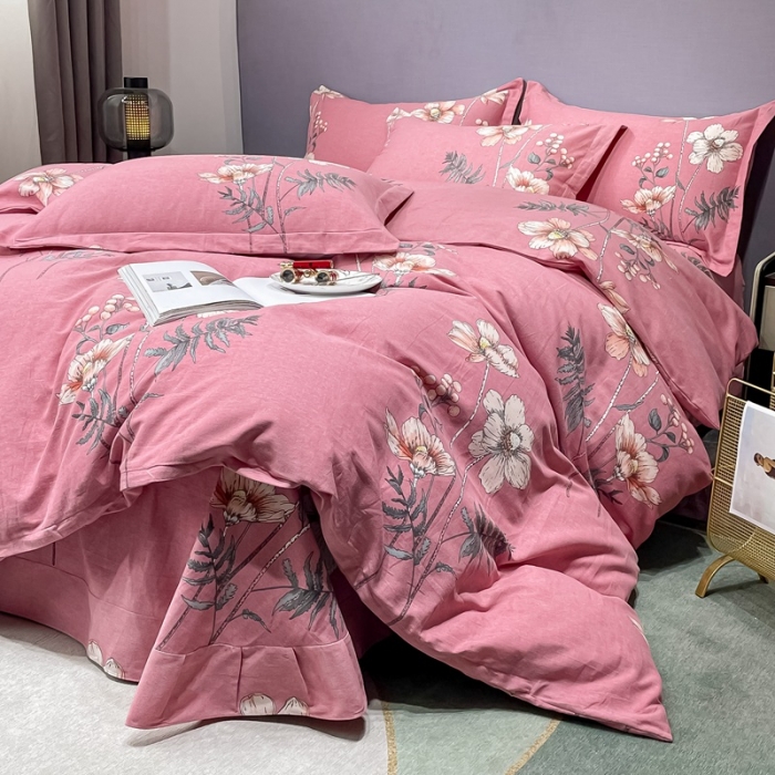 91家纺网 家纺一手货源 找家纺 晶缦家纺 2023新款风尚系全棉生态磨毛多规格单被套 听雨轩粉