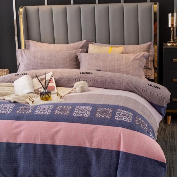 91家纺网 家纺一手货源 找家纺 晶缦家纺 2023新款风尚系全棉生态磨毛多规格单被套 温情时光-粉