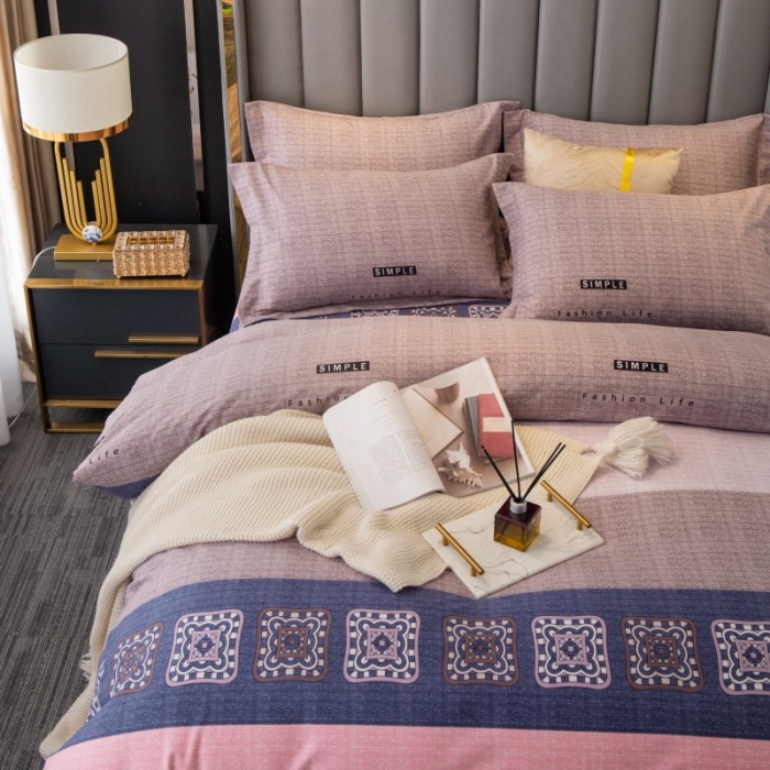 91家纺网 家纺一手货源 找家纺 晶缦家纺 2023新款风尚系全棉生态磨毛多规格单被套 温情时光-粉