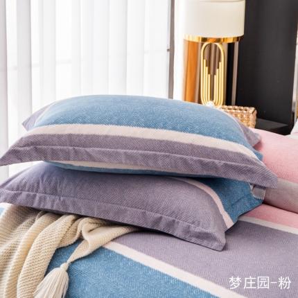 91家纺网 家纺一手货源 找家纺 晶缦家纺 2023新款风尚系全棉生态磨毛多规格单品枕套 梦庄园-粉