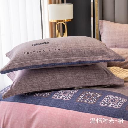 91家纺网 家纺一手货源 找家纺 晶缦家纺 2023新款风尚系全棉生态磨毛多规格单品枕套 温情时光-粉