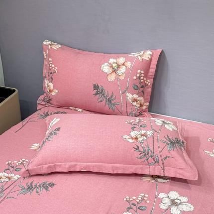 晶缦家纺 2023新款风尚系全棉生态磨毛多规格单品枕套 听雨轩粉