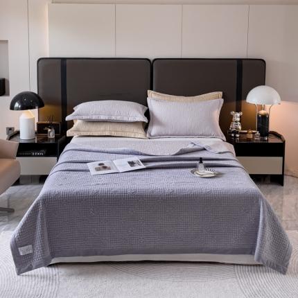 91家纺网 家纺一手货源 找家纺 诗黛尔 2023新款天丝绒夹棉床盖三件套系列 芋泥紫