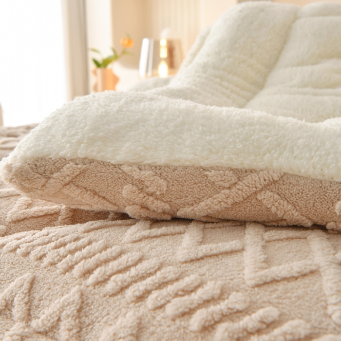 91家纺网 家纺一手货源 找家纺 梦初语 2023新款塔芙绒被子 奶咖