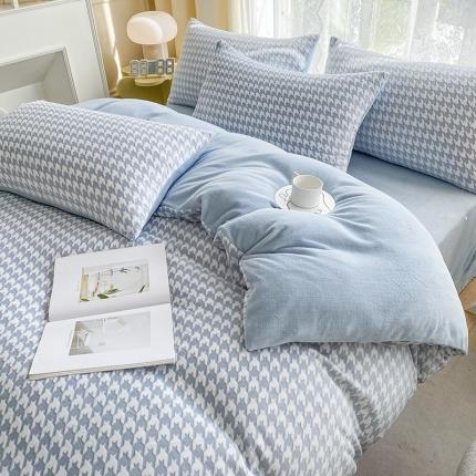 91家纺网 家纺一手货源 找家纺 （总）小主驾到 2023直播新款千鸟格雕花牛奶绒四件套