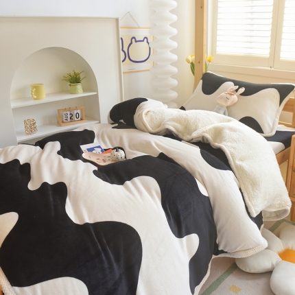 91家纺网 家纺一手货源 找家纺 多乐家纺 2023年新款牛奶绒羊羔绒学生三件套被套枕套四件套床单床笠